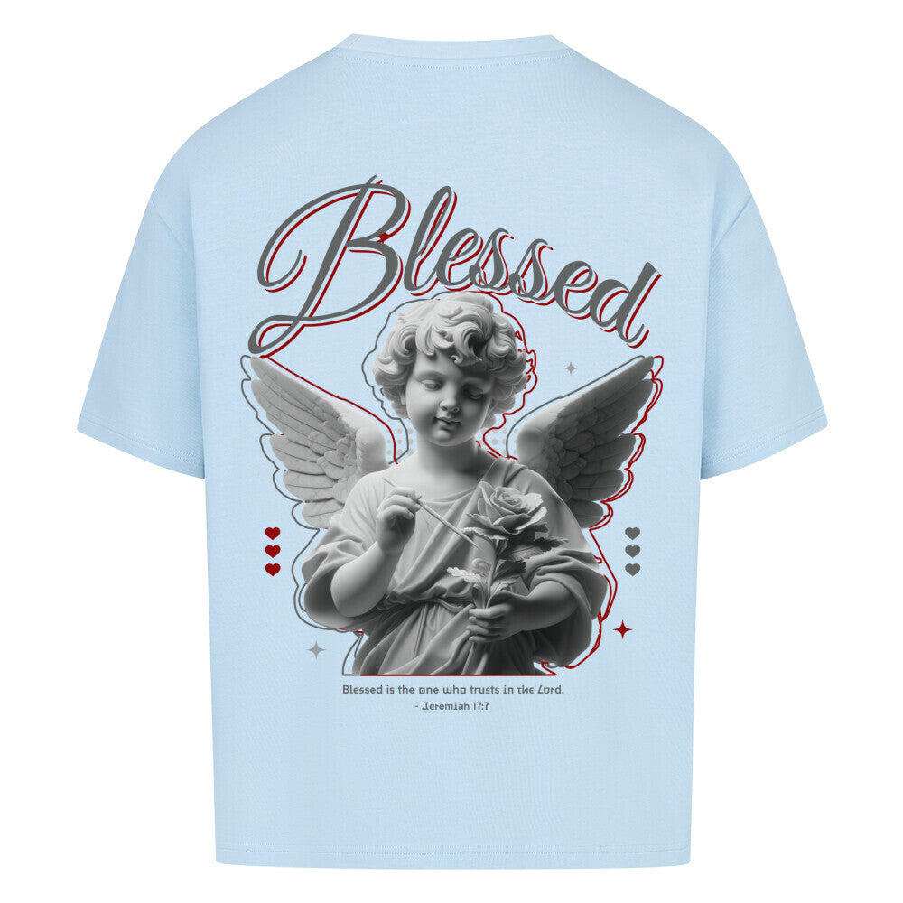 Blessed Angel Oversized T-Shirt in babyblau – christliches Oversized T-Shirt von Blessed by God