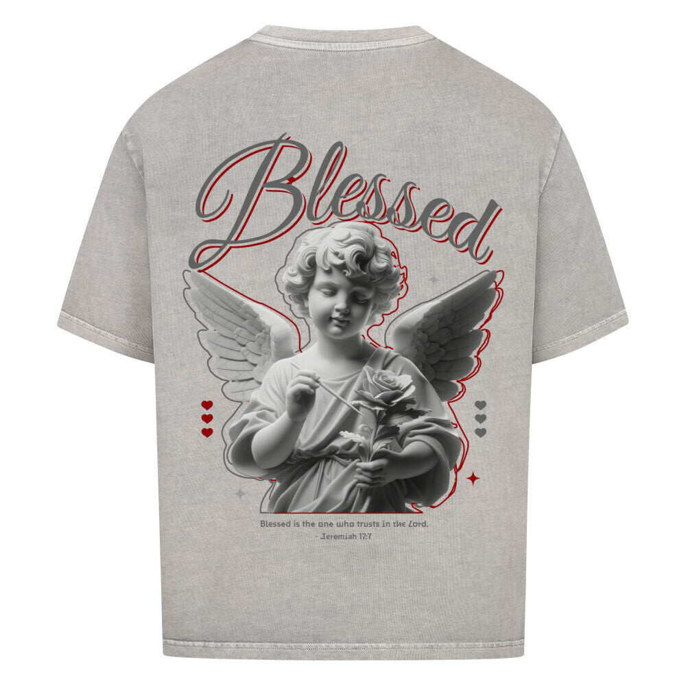 Blessed Angel Oversized T-Shirt in babyblau – christliches Oversized T-Shirt von Blessed by God