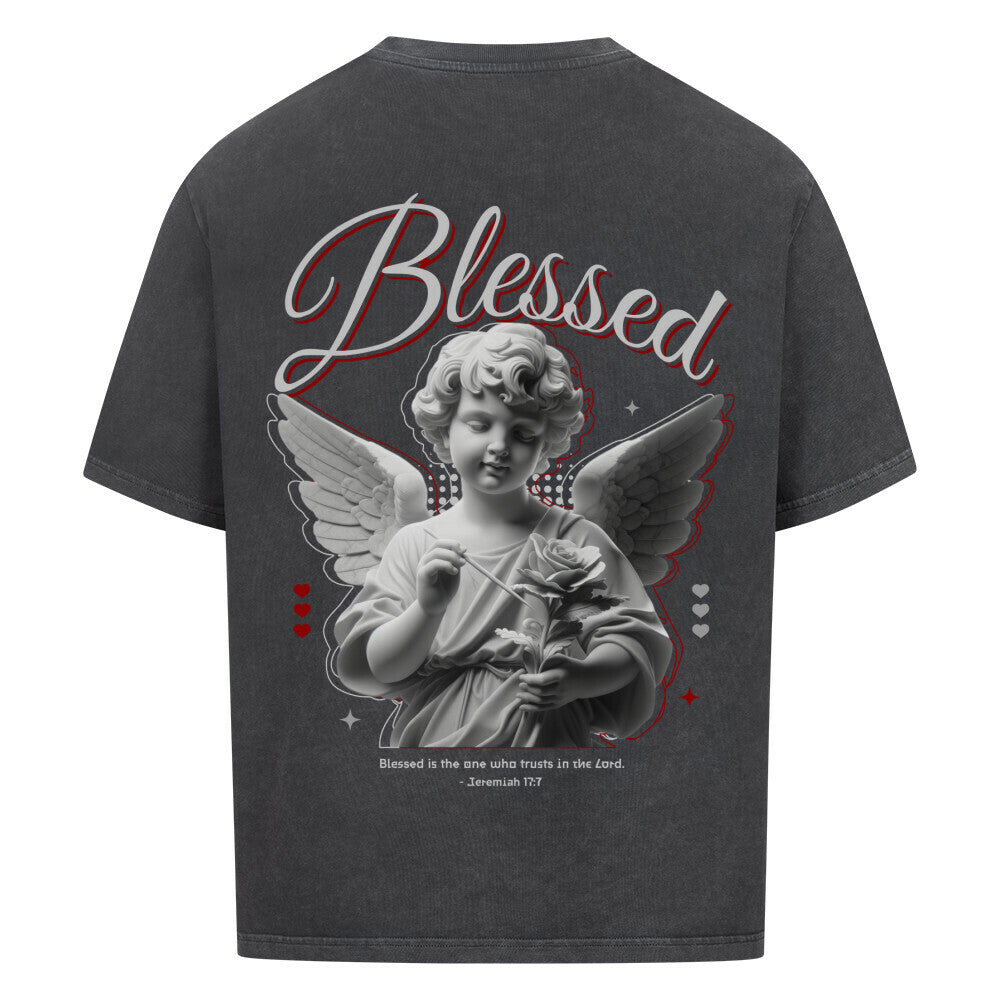 Blessed Angel Oversized T-Shirt in babyblau – christliches Oversized T-Shirt von Blessed by God