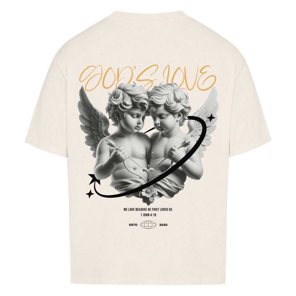 God's Love Angel Oversized T-Shirt in babyblau – christliches Oversized T-Shirt von Blessed by God