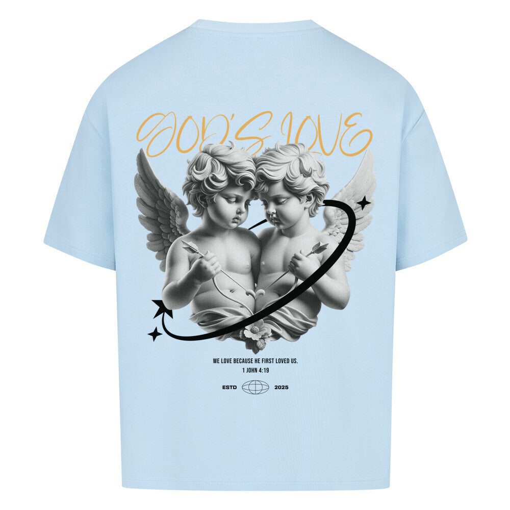 God's Love Angel Oversized T-Shirt in babyblau – christliches Oversized T-Shirt von Blessed by God