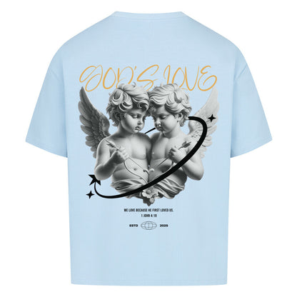 God's Love Angel Oversized T-Shirt in babyblau – christliches Oversized T-Shirt von Blessed by God