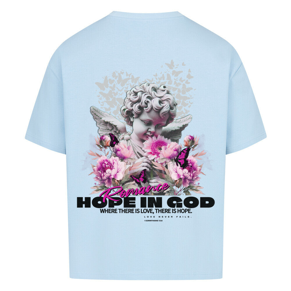 Hope In God Angel Oversized T-Shirt in babyblau – christliches Oversized T-Shirt von Blessed by God