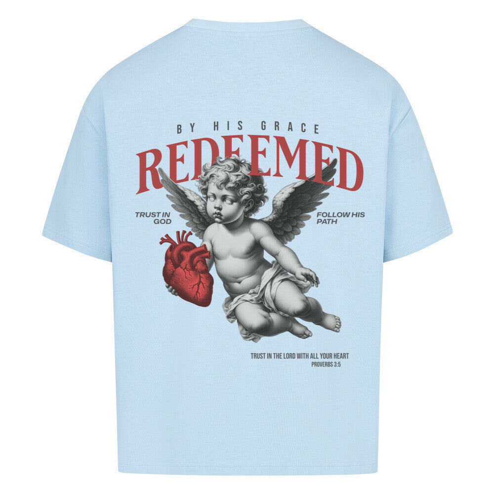 Redeemed Angel Oversized T-Shirt in babyblau – christliches Oversized T-Shirt von Blessed by God